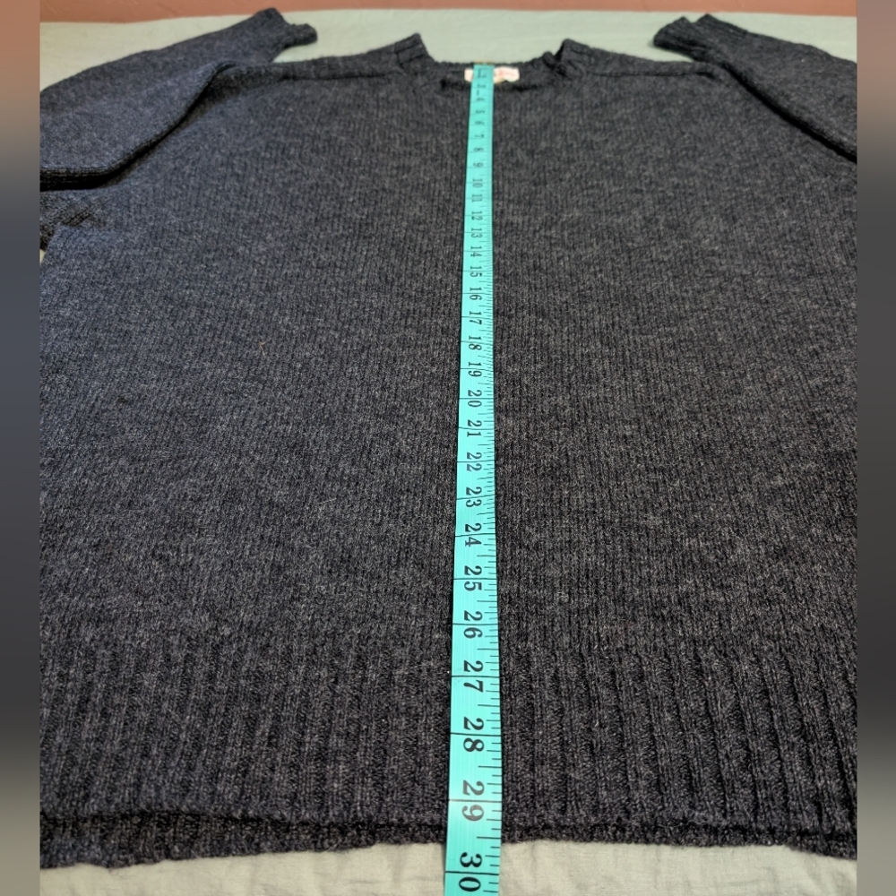 Vintage Alan Paine Knit Shetland Wool Sweater Men's 50" (2XL) Charcoal - Picture 6 of 7
